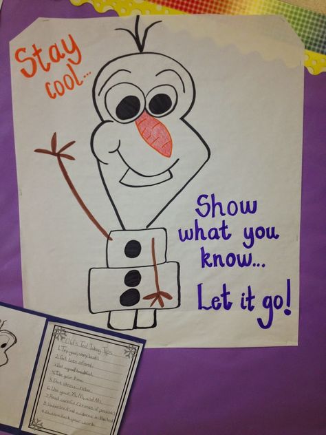 Show What You Know... Let It Go! Test Prep Bulletin Board Quotes For Elementary Students, Education Quotes For Students Motivation, State Testing Motivation, Testing Treats For Students, Test Prep Motivation, State Testing Encouragement, Testing Encouragement, Test Posters, Students Motivation