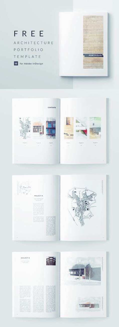 This free architecture portfolio template for Adobe InDesign is an easy-to-edit foundation for the presentation of design work and architectural images. Complete with a front and back cover design, sans serif typography and contents page to add in your own designs. Indesign Layouts, Indesign Templates Free, Portfolio D'architecture, Indesign Portfolio Template, Architecture Portfolio Template, Job Portfolio, Indesign Portfolio, Free Portfolio Template, Indesign Free