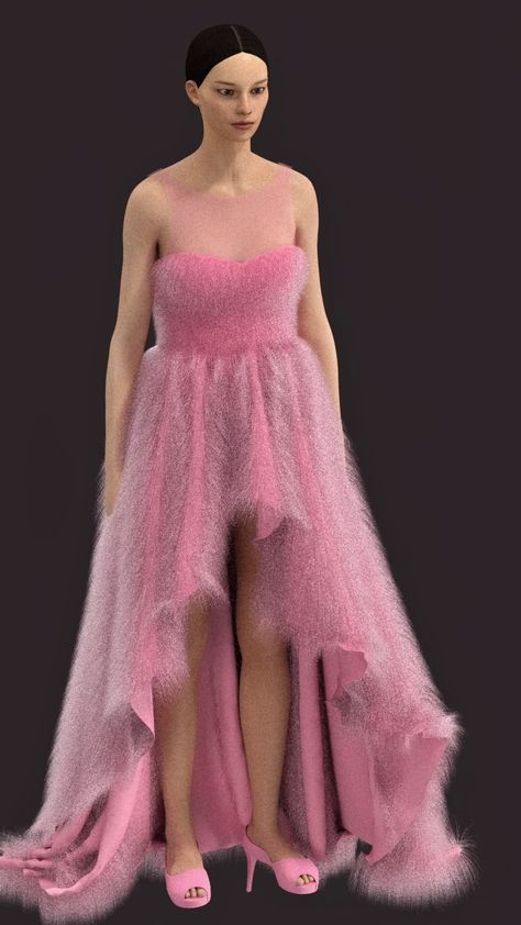 Clo 3d Fashion, Clo 3d, 3d Room, Fur Dress, 3d Fashion, Dress Fashion, Strapless Dress Formal, High Low Dress, 3 D