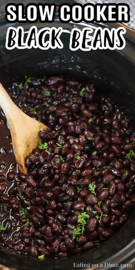 Save money and learn how to cook black beans in the crock pot. It is super easy and takes hardly any effort. Cooking Black Beans In Crockpot, Crockpot Black Beans Slow Cooker, Slow Cook Black Beans, Black Bean Slow Cooker Recipes, Black Bean Recipes Crock Pot, Black Bean Crockpot Recipes, Black Beans In Crockpot, Black Beans Crockpot Recipes, Black Beans Slow Cooker