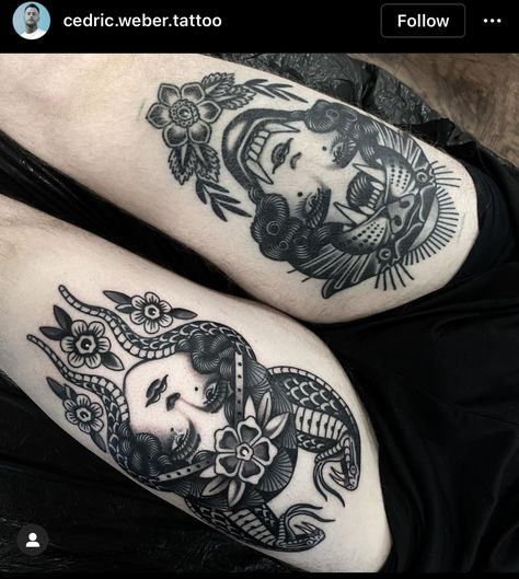 Ladyhead Tattoo, Traditional Tattoo Woman Face, Traditional Snake, Traditional Tattoo Woman, Shin Tattoo, Traditional Tattoo Old School, Hp Tattoo, Traditional Tattoo Inspiration, Tarot Tattoo