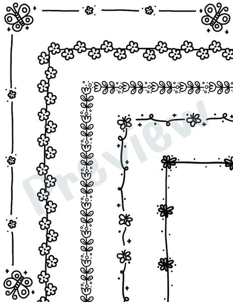 One Line Border Design, Easy Frame Drawing, Page Border Ideas For Project, Flower Boarders Designs For Projects, Letter Border Designs, Page Borders Design Simple, Simple Page Borders Design For Project, Simple Page Borders, Simple Border Ideas