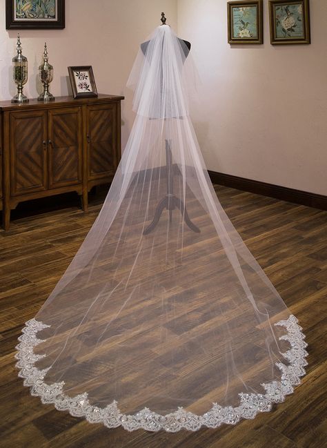 Cheap Wedding Veil, Cathedral Length Wedding Veil, Wedding Veil Styles, Ivory Bridal Veil, Cathedral Bridal Veils, Veil Length, Cathedral Wedding Veils, Veil Styles, Blusher Veil