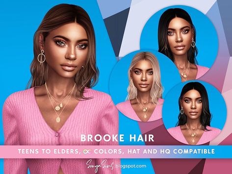 SONYASIMS - BROOKE HAIR Medium Straight Hair, Olivia Hair, Kerbal Space Program, Mod Hair, Pelo Sims, Spirit Of Truth, High Hair, Romantic Updo, Sims Hair