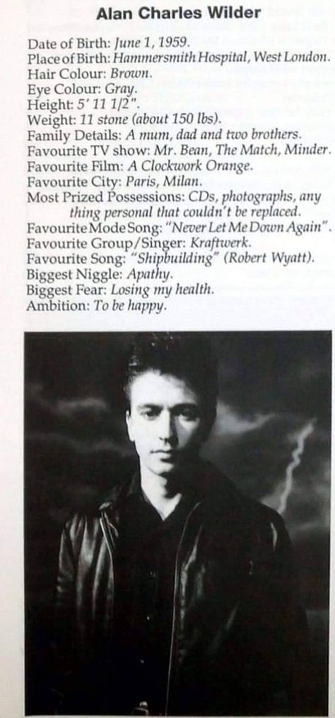 Alan Wilder 80s, Blasphemous Rumours, Robert Wyatt, Joe Mazzello, Alan Wilder, The Wild Bunch, Never Let Me Down, Martin Gore, Ben Hardy