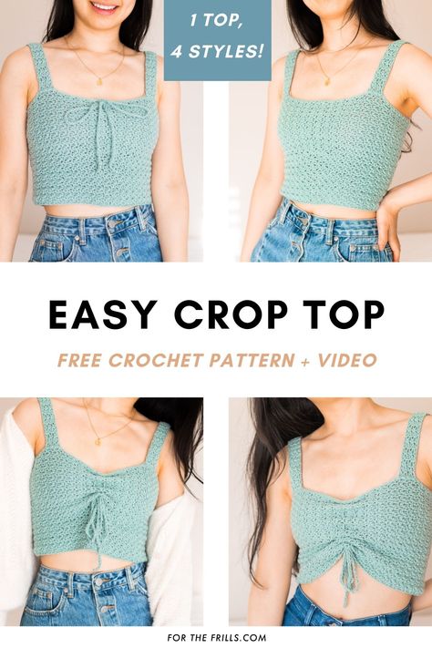 Crochet Patterns Crop Top Free, Easy Tank Top Crochet Pattern, Be Patterns Crochet Top, Crotchet Crop Top Free Pattern, Crochet Top Template, Womens Crop Top Sewing Pattern, How To Make A Crochet Top For Beginners, Crochet Top For School, Crochet Crop Top Pattern Free Boho