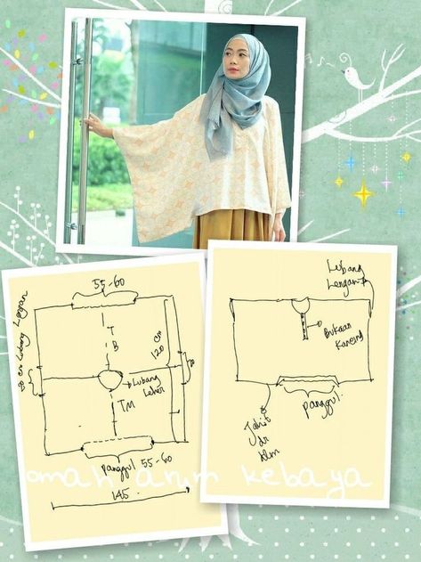 Pola Kebaya, Pola Blus, Abaya Pattern, Kaftan Pattern, Sewing Clothes Women, Clothes Pants, Trendy Sewing, Fashion Sewing Tutorials, Ideas Clothes