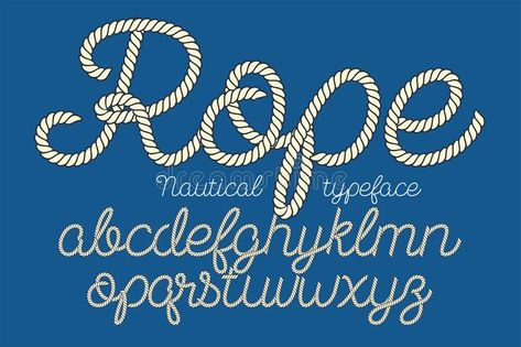 French Font, Nautical Fonts, Alphabet Background, Rope Font, Nautical Logo, Vector Alphabet, Ttf Fonts, Fashion Typography, Background Blue