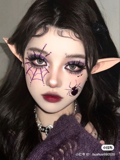 Halloween Pretty Makeup, Douyin Halloween Makeup, Douyin Halloween, Korean Halloween, Fashion Editorial Makeup, Holloween Makeup, Halloween Makeup Pretty, Makeup Idea, Halloween Makeup Easy