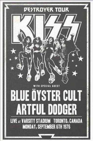 Kiss Band Posters Vintage, Kiss Posters, Kiss Poster, Kiss Artwork, Kiss Shot, Kiss Concert, Blue Oyster Cult, Music Concert Posters, Artful Dodger