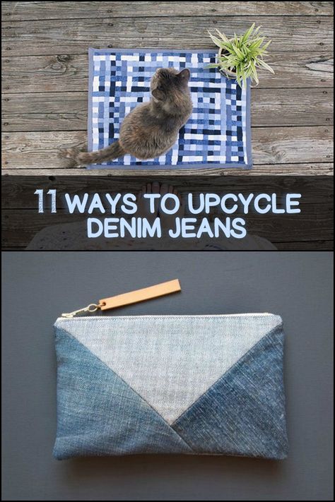 Easy Denim Crafts, Denim Crafts Upcycling, Old Jeans Ideas, Jeans Recycle Ideas, Jean Crafts Ideas, Repurpose Denim, Upcycle Denim Jeans, Denim Jeans Diy, Reuse Jeans