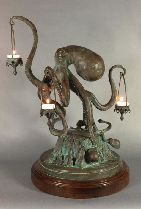 Octopus Lamp, Octopus Candle Holder, Gothic Decor, Gothic House, Dream House Decor, Octopus, Candle Holder, Art Nouveau, Sweet Home