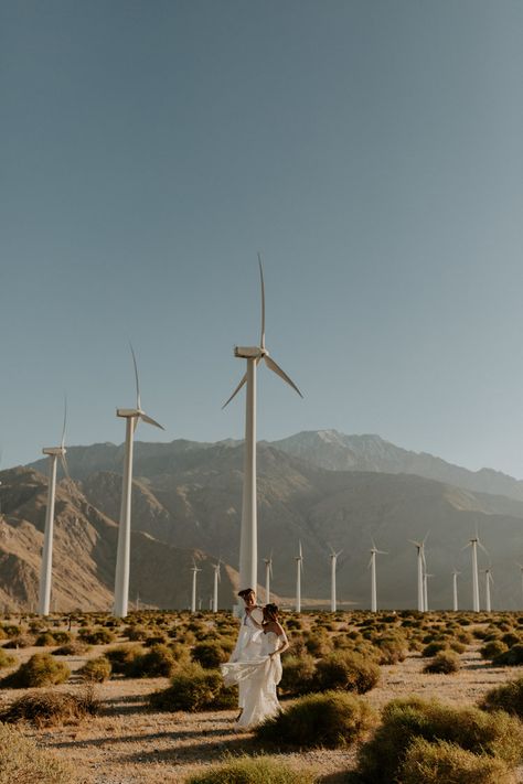 Windmill Photoshoot, Palm Springs Photoshoot, Palm Springs Wedding Venues, Rue De Seine Wedding Dress, Palm Spring, Engagement Inspo, Palm Springs Wedding, California Elopement, Palm Desert