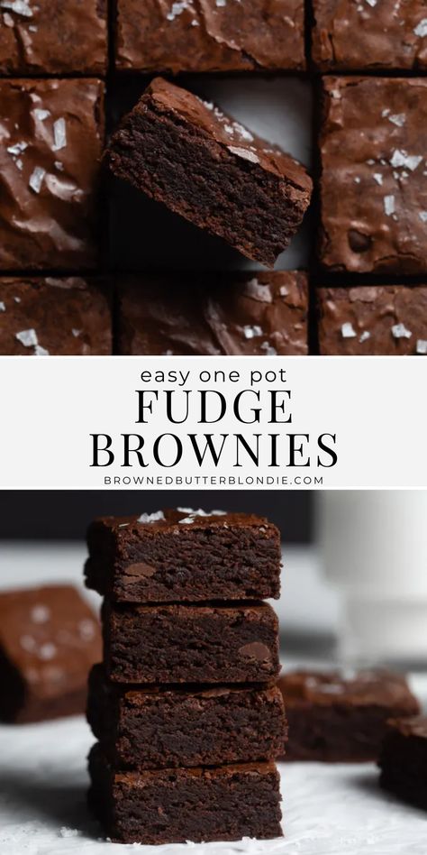 Easy One Pot Fudge Brownies | Browned Butter Blondie | Rich and fudgy, thick and chocolatey and perfectly gooey and chewy in all the right places – these easy brownies will earn you major brownie points in the kitchen! Get the recipe on the blog.