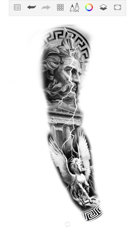 Top Quarter Sleeve Tattoo, Slave Tattoo Design, Past And Future Tattoo, Full Arm Tattoo Men Ideas, Zeus Sleeve Tattoo, Greek Tattoo Designs Mythology, Greek Arm Tattoo, Greek Sleeve Tattoo, Greek Mythology Tattoo Design