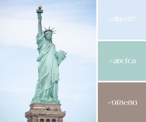New York is a city full of vibrant colors! The iconic yellow and blue of the Brooklyn Bridge stands out amidst the city skyline. The blue-green of the Statue of Liberty is a reminder of the city's rich history. The shimmering lights of Times Square are a spectacle of colors in the night sky. And of course, the bright green of Central Park is a peaceful and vibrant reminder of nature's beauty in the heart of the city. There's no doubt that the colors of New York are unforgettable! New York Color Palette, Color Pallete, Shimmer Lights, The Statue Of Liberty, Lady Liberty, Yellow And Blue, World Of Color, Source Of Inspiration, Lush Green
