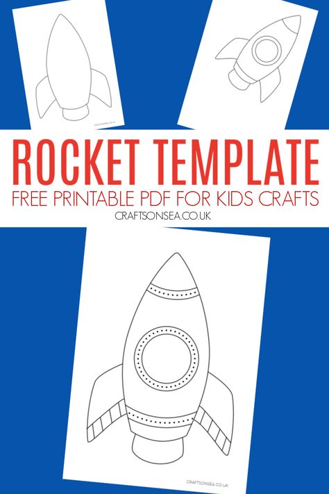 Rocket Template (FREE Printable) Rocket Handprint Craft, Printable Rocket Ship Template, Rocket Template Free Printable, Rocketship Craft, Printable Rocket Ship, Rocket Coloring Sheet, Rocket Svg Free, Planets Preschool, Rocket Ship Craft