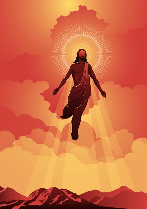 Ascension Day Of Jesus Christ, Ascension Of Jesus, Ascension Day, Christian Illustration, Jesus Is Risen, Jesus Christ Painting, Jesus Artwork, Jesus Christ Artwork, Pictures Of Christ