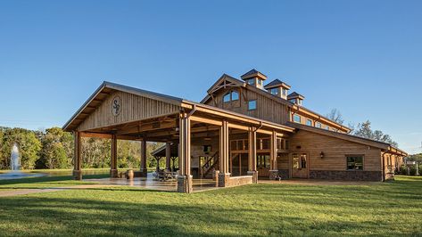 Timber Frame Wedding Venues, Farm Airbnb, Event Pavilion, Outdoor Pavillion, Backyard Barn, Timber Frame Barn, Tennessee Wedding Venues, Garage Door Styles, American Barn