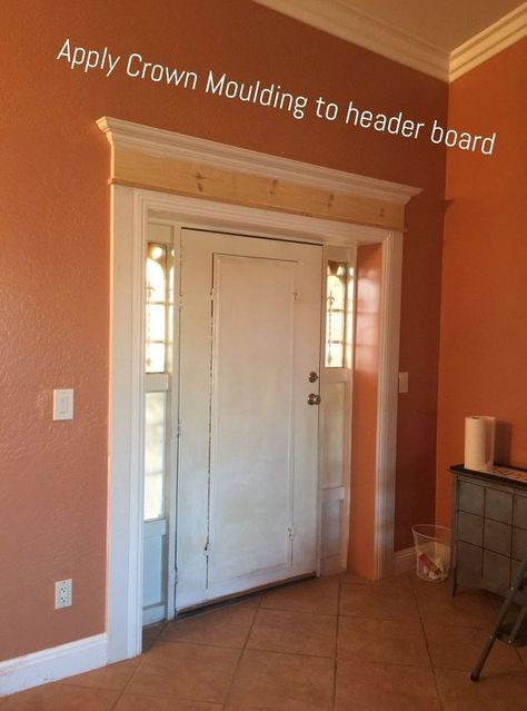 Front Door Trim, Front Door Makeover, Farmhouse Front Door, Crown Moulding, Farmhouse Front, Door Trim, Door Makeover, Door Trims, Home Upgrades