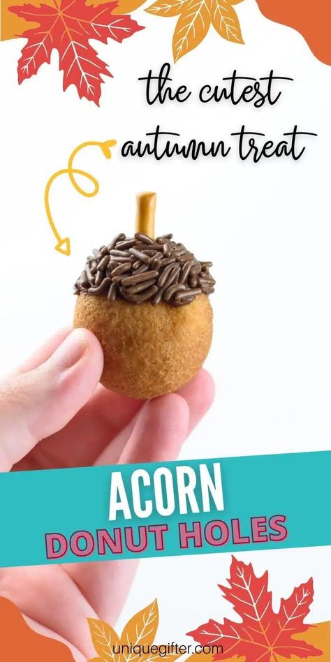 Fall Desserts | Autumn Themed Desserts | Donut Hole Desserts | Donut Hole Recipes | Donut Hole Acorns | Acorn Shaped Sweets | Autumn Treats | Fall Dessert Recipes | #dessert #recipe #acorn #fall #autumn #donuthole