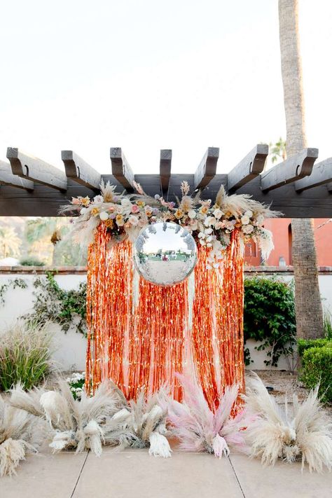 21 Creative Ways to Decorate Your Wedding With Disco Balls Fiesta Tropical, Disco Balls, Ceremony Decorations, Disco Ball, Wedding Arch, Wedding Backdrop, Wedding Decoration, Wedding Trends, Spring Wedding