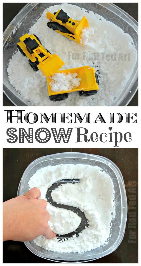 6 Ways to Make Homemade Snow Recipes in Minutes - Red Ted Art Homemade Snow, Snow Recipe, Outdoor Fun For Kids, Fake Snow, Winter Activities For Kids, Activities For Boys, Winter Preschool, Toddler Winter, Winter Crafts For Kids