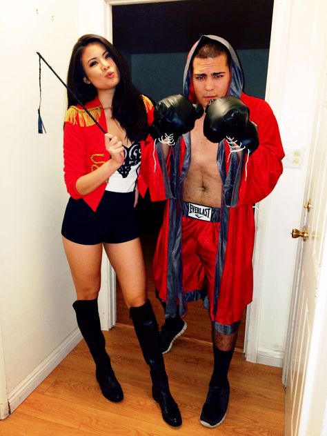 Halloween Costumes - Circus Ring Leader & Boxer Boxing Costume Diy, Circus Party Outfit, Carnival Homecoming, Boxing Outfits, Diy Halloween Costumes For Couples, Diy Couples Halloween Costumes, Circus Themed Costumes, Boxer Outfit, Boxer Halloween