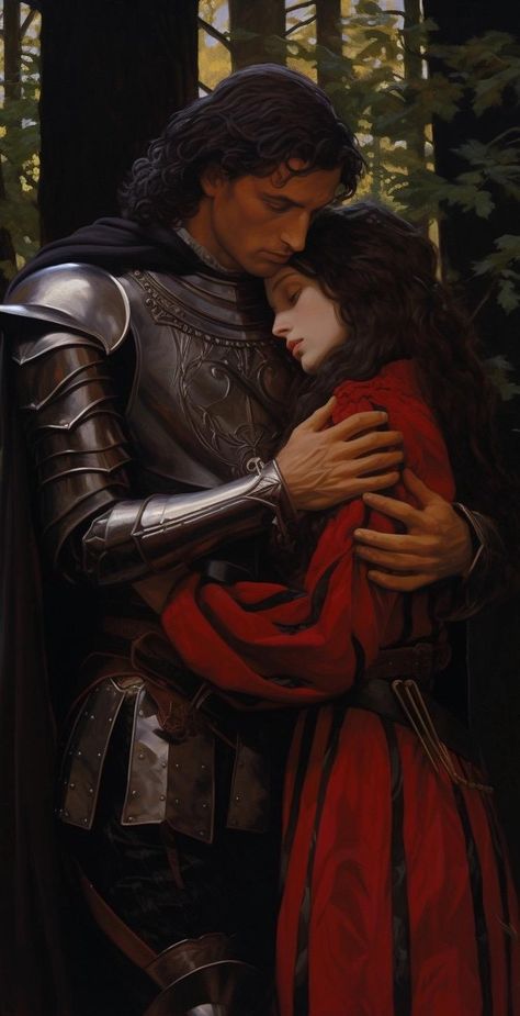 Knight And Princess Art, Knight And Maiden, Knight And Lady, Handsome Knight, Medieval Couple, Knight And Princess, Courtly Love, Medieval Romance, Medieval Aesthetic