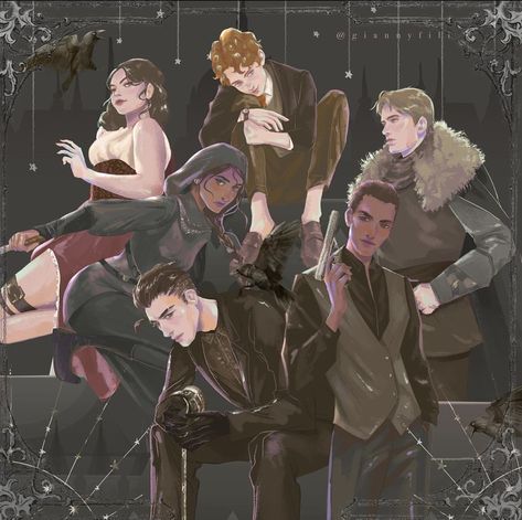 The Six of Crows Art | Artist Credit : giannyfili on insta Sydney Mack, Six Of Crows Characters, Crow Books, Crooked Kingdom, Crow Art, The Grisha Trilogy, Six Of Crows, Book Memes, Fan Book