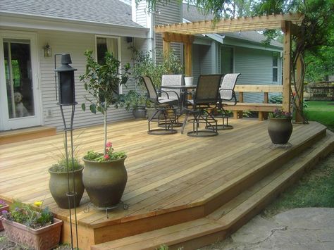 Backyard Patio Deck, Patio Deck Designs, Wooden Deck, Cozy Backyard, Deck Designs Backyard, Decks Backyard, Diy Deck, Backyard Deck, Backyard Inspo