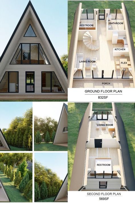 Architectural Plans Home Plan for building your own 26X47 Large Modern A-Frame Cabin DIY. Current plans will provide you with detailed information and instructions regarding A Frame Cabin 26x47 construction #framehouseplans #homedesign #dreamhome #architecture #housedesign #homedecor #DIY #homeremodel #woodenhouse #countrystyle A Frame 2 Bedroom House Plans, A Frame House Layout, A Frame Cabin Plans 2 Bedroom, A Frame Resort, Inside A Frame House, A Frame Cabin Plans 3 Bedroom, 3 Bedroom A Frame House, 4 Bedroom A Frame House Plans, Chalet Plan Architecture