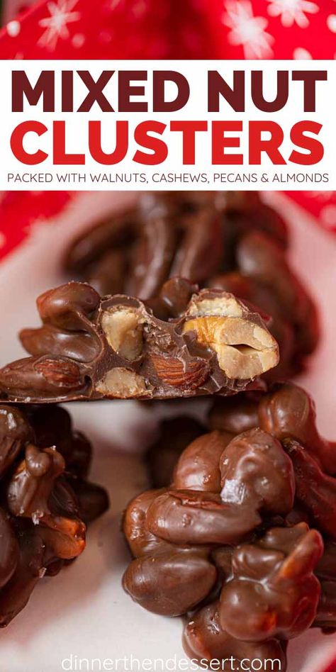 Christmas Chocolate Nut Clusters, Chocolate And Nuts Desserts, Chocolate Walnuts Recipes, Chocolate Caramel Nut Clusters, Chocolate Covered Almond Clusters, Chocolate Walnuts Candy, Slow Cooker Chocolate Nut Clusters, Chocolate Nut Bark Recipes, Pecan Nut Recipes