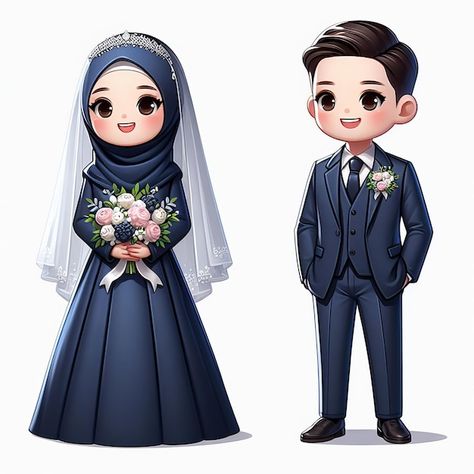 MUSLIM COUPLE, 145 Best Premium Graphics on Freepik Wedding Couple Cartoon Muslim, Eid Cartoon, Muslim Wedding Couple, Snack Tower, Wedding Invitation Posters, Wedding Couple Cartoon, Cartoon Wedding, Anime Hijab, Wedding Muslim