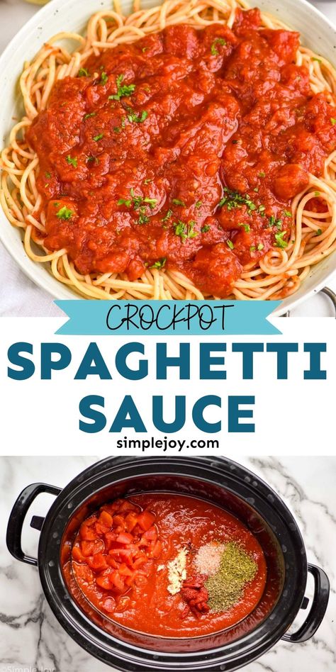 This Crockpot Spaghetti Sauce isn't just easy to make. It is also absolutely delicious, and makes your house smell amazing. Ground Beef Spaghetti Sauce, Slow Cooker Spaghetti Sauce, Crockpot Spaghetti Sauce, Crockpot Spaghetti, Slow Cooker Spaghetti, Fast Dinner, Spaghetti Sauce Recipe, Homemade Spaghetti Sauce, Slow Cooker Pasta