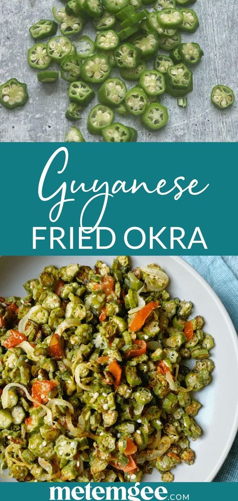 Fried Okra Recipe, Guyana Food, Crispy Okra, Roasted Okra, Guyanese Recipes, Okra Recipe, Brown Stew Chicken, Fried Okra, Vegan Indian Recipes