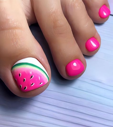 Best 16  summer toe nails you must try this year Pink Toe Nails, Toenail Designs Summer, Summer Pedicure, Cute Summer Nail Designs, Watermelon Nails, Tropical Nails, Summer Toe Nails, Pedicure Designs, Cute Summer Nails