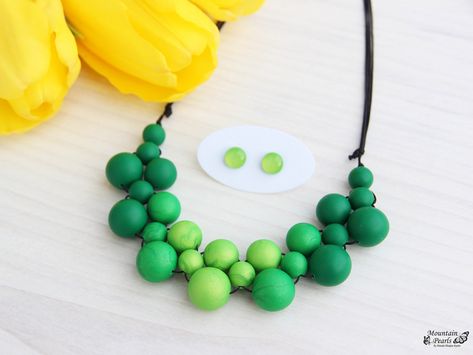 https://flic.kr/p/QXXaJn | Polymer clay necklace, Mountain Pearls by Nataša Hozjan Kutin | www.etsy.com/shop/MountainPearls Wooden Bead Jewelry, Silicone Teething Necklace, Fimo Jewelry, Polymer Inspiration, Polymer Clay Jewelry Diy, Bracelet Accessories, Polymer Crafts, Resin Projects, Wooden Necklace