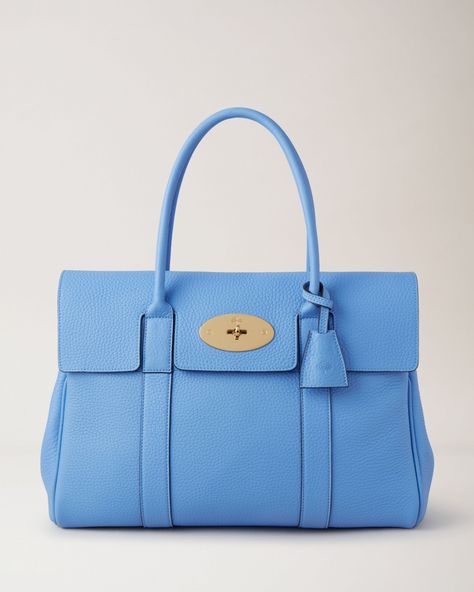 Bayswater | Cornflower Blue Heavy Grain | Sustainable Icons | Mulberry Mulberry Shoulder Bag, Lily Bag, Mulberry Bayswater, Mulberry Bag, Bag Icon, Crossbody Tote, Cornflower Blue, Small Leather Goods, Leather Satchel