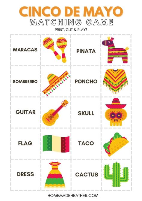 Cinco De Mayo Lesson Plans For Preschool, Taco Themed Games For Kids, Fiesta Activities For Kids, Mexican Activities For Kids, Cinco De Mayo Activities For Kids, Mexican Games For Kids, Cinco De Mayo For Kids, Culture Activities, Free Cricut Images