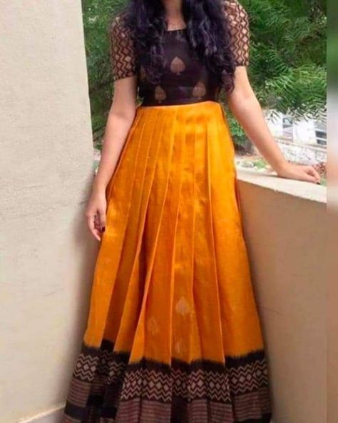 Pithani Pattu Long Frocks, Pattu Maxi Dress, Pattu Pavadai Blouse Designs For Women, Patu Saree Long Frocks, Paavadai Satai Women, Long Frock Models With Pattu Sarees, Traditional Long Frocks Indian Pattu, Pattu Saree Frocks Designs, Pattu Saree Long Frocks Designs