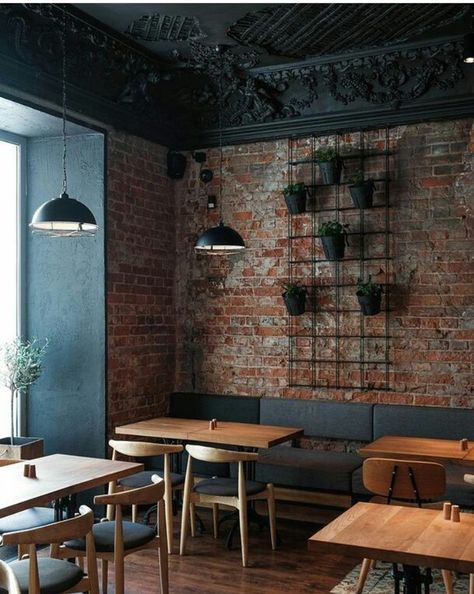 Booth Seating Design, Brick Wall Ideas, Café Design, Cafe Seating, Decoration Restaurant, Design Café, Restaurant Seating, Interior Vintage, Coffee Shops Interior