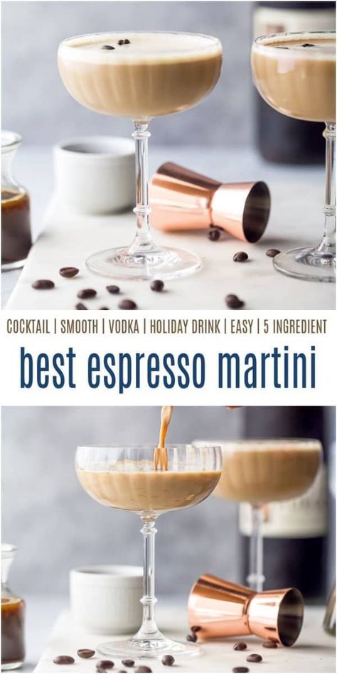 Coffee Martini Recipe Baileys Irish Cream, Blended Espresso Martini, Expresso Martini Creamy, Expresso Martini Recipe Baileys, Baileys Expresso Martini, Espresso Martini With Kalua, Coffee Liquor Recipes, Easy Expresso Martinis, Espresso Martini Pudding Shots