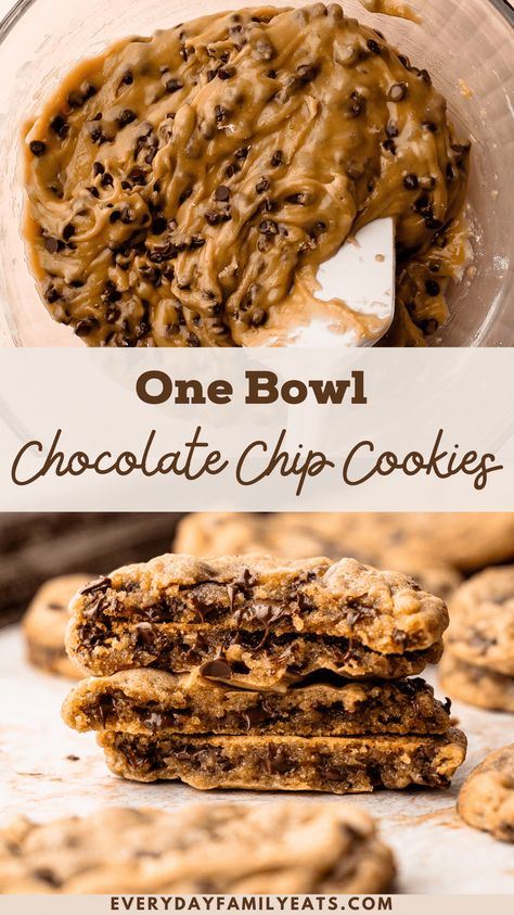 An actually easy chocolate chip cookie recipe made in one bowl, for when you want cookies but need them quickly! Oat Chocolate Chip Cookies, Simple Chocolate Chip Cookie Recipe, Sweet Potato Wedges, Easy Chocolate Chip Cookies, Chip Cookie Recipe, Family Eating, Easy Chocolate, Mini Chocolate Chips, Cookies Recipes Chocolate Chip