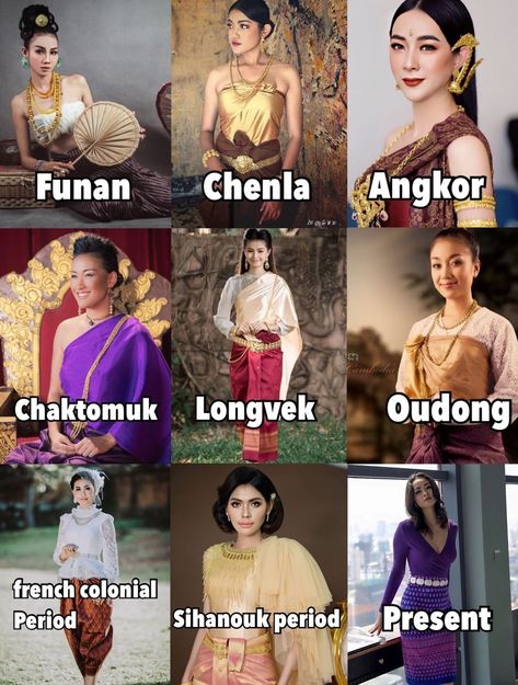 South East Asian People, Cambodia Clothes, Cambodia Clothing, Cambodian Clothes, Traditional Asian Clothing, Cambodia Culture, Thailand Dress, Ancient Fashion, Cambodian Dress