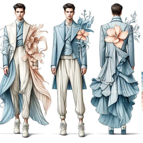 met gala 2024 male version💗 Fashion Sketches Men, Man Dress Design, Croquis Fashion, Gender Fluid Fashion, Kemeja Lelaki, Fancy Suit, Fairytale Fashion, Sketches Dresses, Mens Trendy Outfits