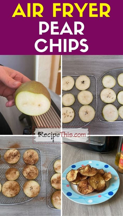 How to dehydrate pears Dehydrated Pears In Air Fryer, Air Fryer Fruit Chips, How To Dehydrate Fruit In Air Fryer, Air Fryer Pear Recipes, Ninja Dehydrator Recipes, Pears In Air Fryer, Air Fryer Dehydrator Recipes, Dehydrating In Air Fryer, Dehydrate Pears