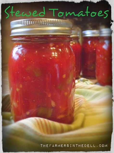 Stew Tomatoes Recipe Canned, Stewed Tomatoes Canning Recipe, Canned Stewed Tomato Recipes, Stewed Tomatoes Recipe, Stewed Tomato Recipes, Make Spaghetti Sauce, Canning Stewed Tomatoes, Canned Stewed Tomatoes, Canned Tomato Recipes