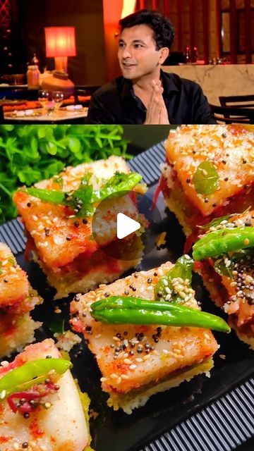 Shipra | Satisfy your cravings with us 🍔 on Instagram: "Chef Vikas Khanna Style Dhokla Recipe😋   [ Dhokla, dhokla recipe, dhokla recipe in hindi, dhokla kaise banate hain, gujrati dhokla, yummy, Gujarat, gujrati recipe, appetizer, gujrati cuisine, vikas khanna, masterchef, masterchef india, anupam kher, masterchef india, food, recipe ] .  .  #dhokla #dhoklarecipe #dhoklalove #gujaratifood #gujaratirecipes #reelsinstagram #recipe #recipecreator #igreach #igfood #igtrend #igdaily #explore #growth #creator #contentcreator #cooking #appetizers #masterchef #masterchefindia #vikaskhanna #anupamkher #viral #trending #bollywood #snacks #starter" Vikas Khanna Recipes, Gujrati Recipe, Vikas Khanna, Lunch Recipes Indian, Khaman Dhokla, Dhokla Recipe, Anupam Kher, Party Dishes, Gujarati Recipes