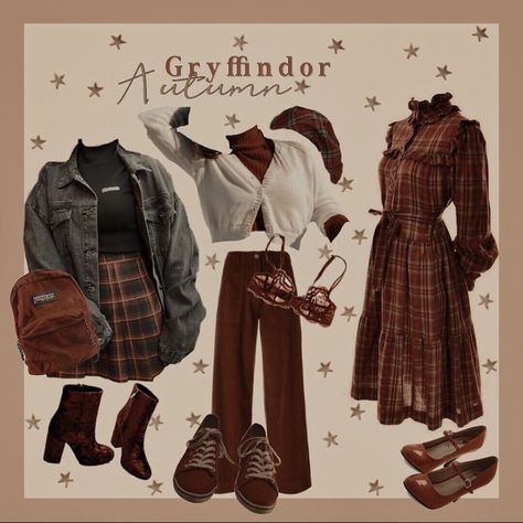 Ginny Inspired Outfits, Hogwarts Gryffindor Outfit, Harry Potter Aesthetic Outfits Gryffindor, Gryffindor Outfits Aesthetic, Grifindor Outfit, Griffendor Aesthetic Outfits, Hogwarts Inspired Outfits Gryffindor, Hogwarts Aesthetic Outfits Gryffindor, Griffindor Outfits Aesthetic